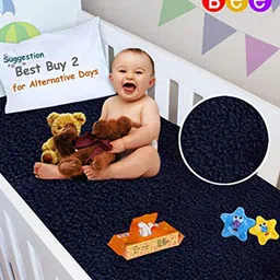 BeyBee Kids Dark Blue Cotton Mattress Protector-image-3