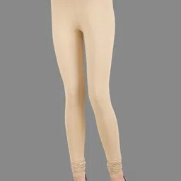 SPIFFY Women Plus Size Beige Solid Churidar Leggings-image-72