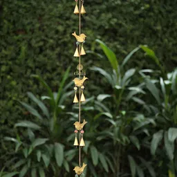 DULI Gold-Toned Metal Bird With Bell Hanging Windchimes-image-27