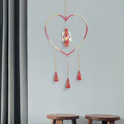 Golden Peacock Red & Yellow Handcrafted & Handpainted Wall Hanging Decor-0