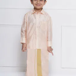 Sethukrishna Boys Self Design Shirt Collar Shirt With Veshti-19