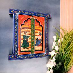 apka mart Blue & Brown Textured Wooden Jharokha Wall Decor-picture-12