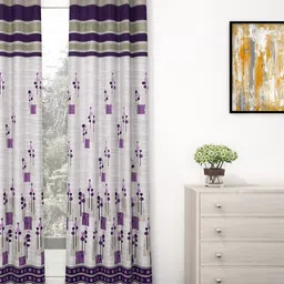 Story@home Purple Single Premium Jacquard 350GSM Room Darkening Eyelet Long Door Curtain-58
