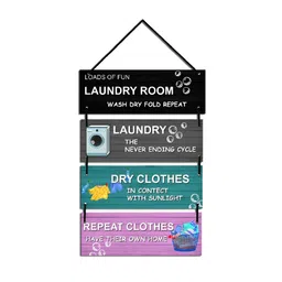 Home Delight Black & Blue Quotes Painted Rectangular Wooden Hanging Wall Decor-29