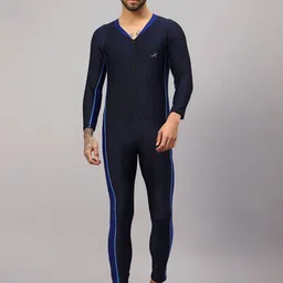 VECTOR X Men Solid V-Neck Swim Bodysuit-image-87