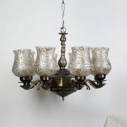 Devansh White Mosaic Design Glass 8 Shades Chandelier-33