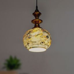Fos Lighting Turquoise Blue Marble Globe Glass Ceiling Hanging Light-21
