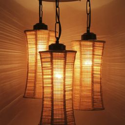 Devansh Beige Bamboo Ceiling Lamp-34