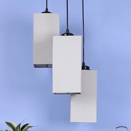 Devansh Grey Cotton Square Cluster Hanging Lamp-34