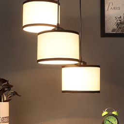Devansh White Cotton Triple Round Cluster Hanging Lamp-45
