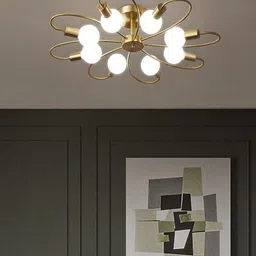 MFD HOME FURNISHING White Textured Metal Ceiling Lamp-38