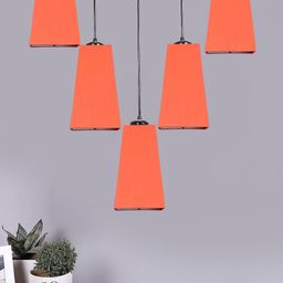 Devansh Orange Cotton Pyramid Quintuple Hanging Lamps-picture-32