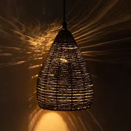 ExclusiveLane Brown Solid Handwoven Hanging Pendant Ceiling Lamps-image-77