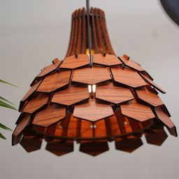 Homesake Coffee Brown Textured Lotus Wood Hanging Pendant Ceiling Lamp-30