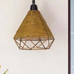 ExclusiveLane Brown & Black Pyramidal Jute Illuminations Hanging Pendant Lamp-picture-46