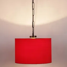 Devansh Red Square Shaped Cotton Drum Hanging Lamp-22