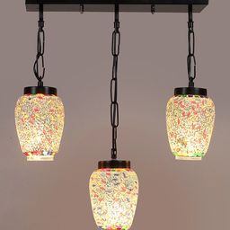 Devansh Black & White Mosaic Design Cluster Glass Hanging Lamps-37