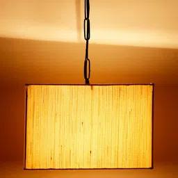 Devansh Off-White Cotton Square Hanging Ceiling Lamp-image-3