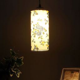 Devansh White Floral Printed Cylindrical Ceiling Lamp-picture-40