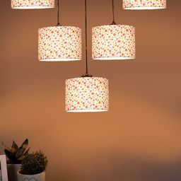 Devansh White & Red Cotton Cluster Hanging Lamp-43