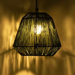 ExclusiveLane Jute Gleams Olive Green & Gold-Toned Textured Hanging Pendant Lamp-17