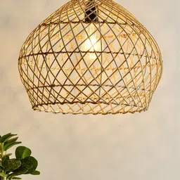 Decazone Beige Self Design Wood Ceiling Lamp-21