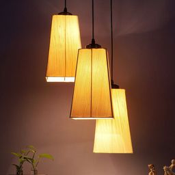 Devansh Off-White Cotton Pyramid Cluster Hanging Lamp-28