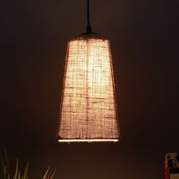 Devansh Beige Pyramid Ceiling Lamp With Jute Shade-1