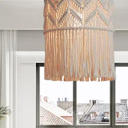 Kaahira Off White Macrame Boho Ceiling Lamp-picture-17