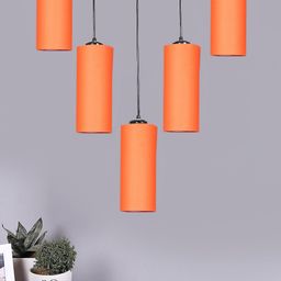 Devansh Orange Cotton Round Quintuple Hanging Lamp-47