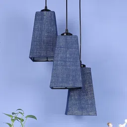 Devansh Blue Set Of 3 Jute Pyramid Cluster Hanging Lamp-28