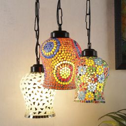 Devansh Multicoloured Mosaic Cluster Glass Ceiling Lamp-26