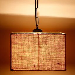 Devansh Beige Jute Square Drum Hanging Lamp-20