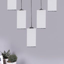 Devansh Grey & Black Cotton Rectangle Quintuple Hanging Lamp-30