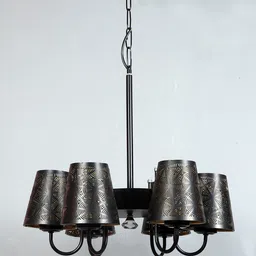 Devansh Black Self-Design Metal Etching 6 Lamp Shades Chandelier-image-56