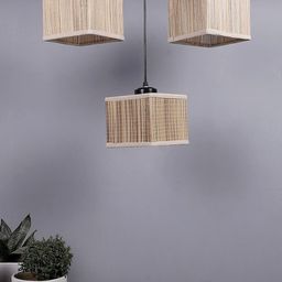 Devansh Beige & Black Bamboo Square Ceiling Lamp-4