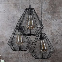 MFD HOME FURNISHING Black & Beige Textured Ceiling Lamp With 3 Shade Light-40