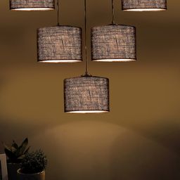 Devansh Black Jute Cluster Hanging Lamp-11