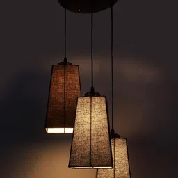 Devansh Black Cotton Shade Cluster Ceiling Lamp-50