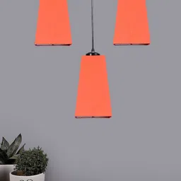 Devansh Orange-Colored & Black Cluster Pyramid Shaped Hanging Lamps With Cotton Shades-image-73
