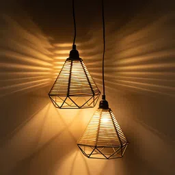 ExclusiveLane Cotton Sparkle Handwoven Adjustable Chandelier With Hanging Lamp-image-11