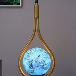 Homesake Gold-Toned & Blue Water Drop Planet Series Frosted Glass Ceiling Lamp-picture-37