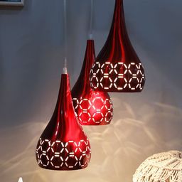 Homesake Red 3-Lights Round Cluster Cross-Cut Ceiling Lamp-8