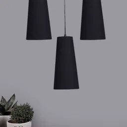 Devansh Black Cluster Conical Shaped Hanging Lamps With Cotton Shades-image-87