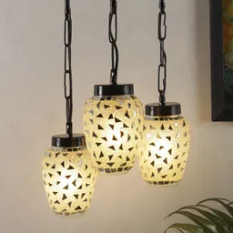 Devansh Multicolor Mosaic Glass Cluster Hanging Lamp-17