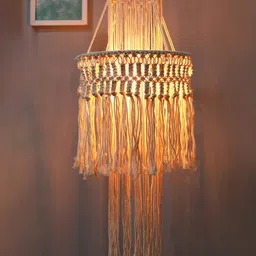 Homesake Beige 2 Layer Macrame Ceiling Lamp Shade-image-1
