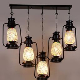 Devansh White & Red Mosaic design Lantern Ceiling Lamp-38