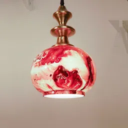 Fos Lighting Red Printed Marble Globe Glass Pendant Light-39