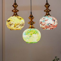 Fos Lighting Multicoloured 3 Lights Glass Globe Linear Pendant Light-image-21