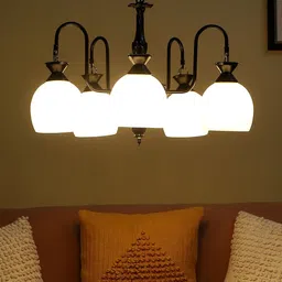MFD HOME FURNISHING Black & White 5 Shade Light Ceiling Lamp-25